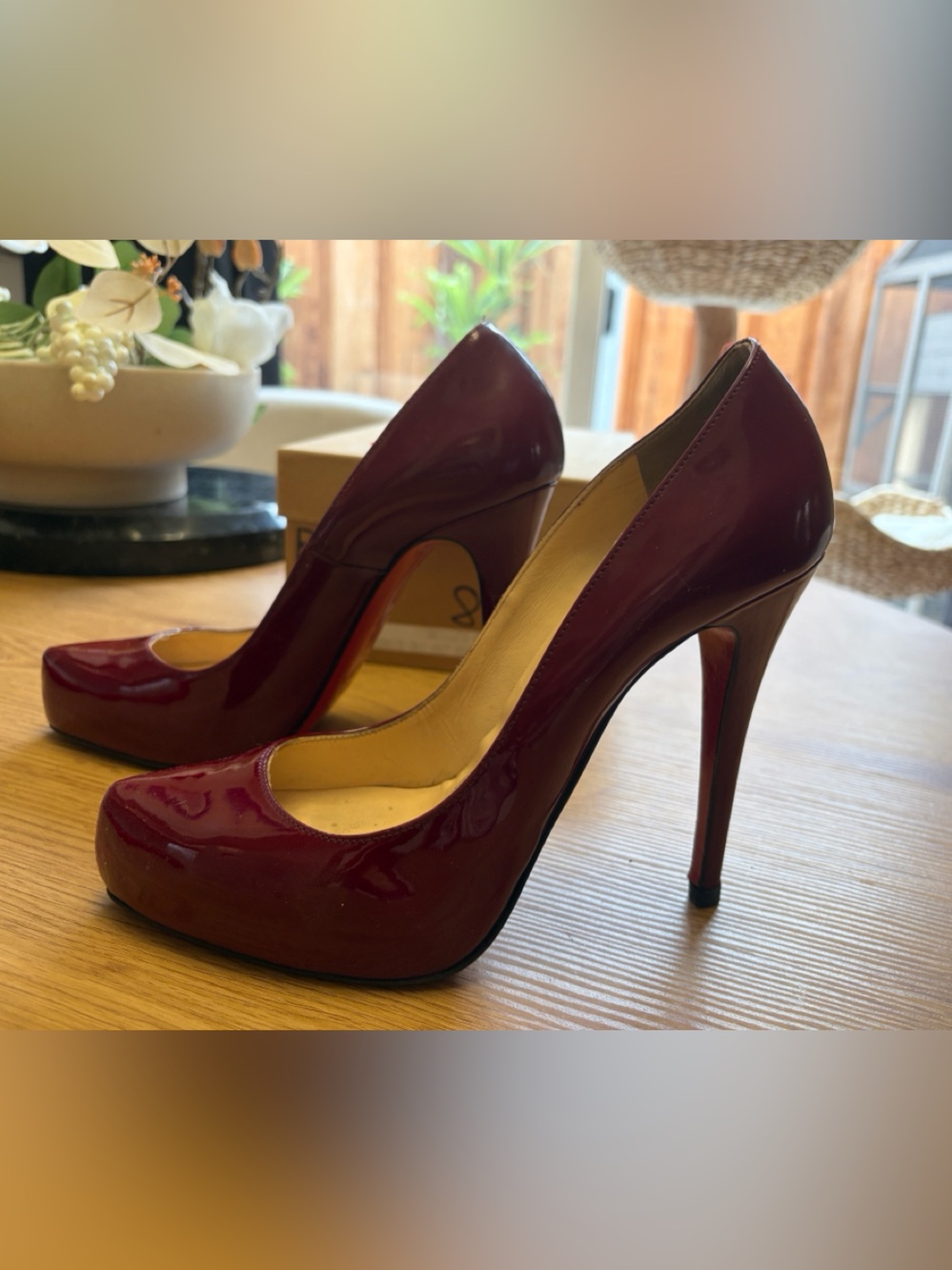 Christian Louboutin Burgundy Patent Stiletto Pumps